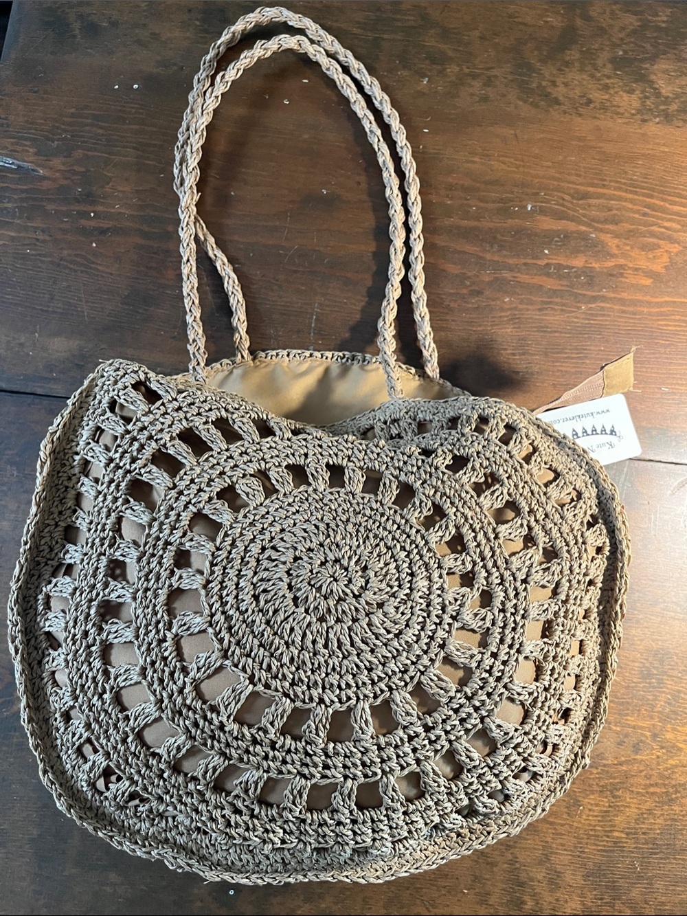 Woven Straw Tote Bag - Beige